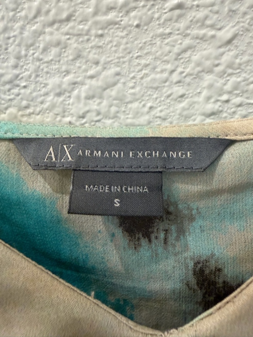 Armani Exchange Beige & Teal Ruffled Tie-Dye Camisole - Picture 3 of 4